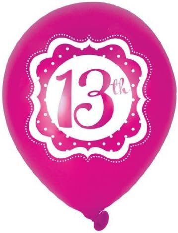 Perfectly Pink Happy 13th Birthday 10 inch Latex Balloons x 6