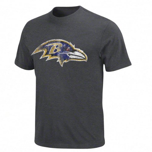 NFL Men's Baltimore Ravens Vintage Logo III Short Sleeve Basic Tee (Dark Heather Gray, Large)