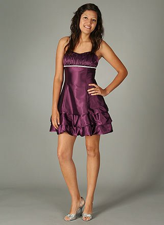 RHINESTONE TRIM GATHERED BUBBLE DRESS for Bridesmaid Formal Prom