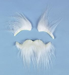 Set Of White Bushy Eyebrows And Moustache For Character Costume