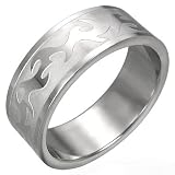 Stainless Steel Tribal Design Ring, Tribal Wedding Band, Size 9