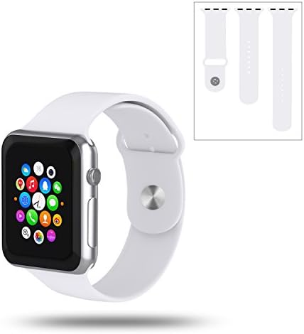 Apple Watch Band, ZCGYLP Soft Silicone Replacement Sports Wristbands Straps for iWatch Wrist Watch (38mm Models, Snowy White)
