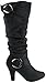 Top Moda Women's Plug-2K Knee High Mid Heel Boots with Buckle Straps