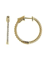 14K .60ct Yellow Gold Diamond Secure Lock Hoop Earrings