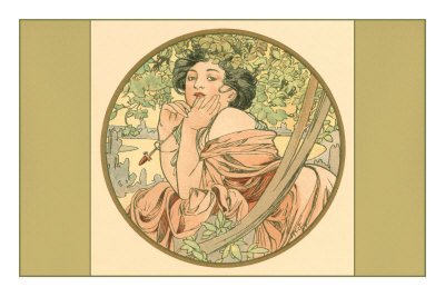 Woman by Tree, Art Nouveau Premium Poster Print, 12x18