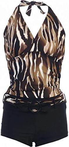 Marina West Tankini Top Boyshorts Swimsuit Set Swimwear S-XXL (XX-Large / 14, Brown Tiger)
