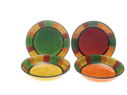 Certified International Caliente 9-1/2-Inch Soup/Pasta Bowl, Assorted Designs, Set of 4
