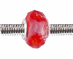 Pandora Style Charm Bead (Z79) Faceted Murano Lampwork Glass (14mm x 10mm) (fits Troll too)