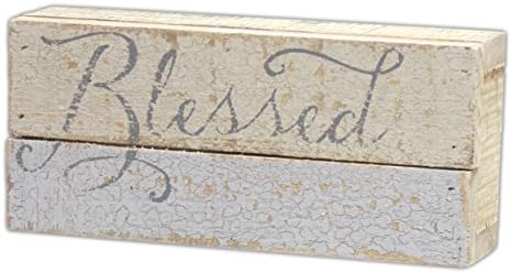 Honey &amp; Me 8.75" x 4" Primitive Distressed Wood Block Sign (Blessed)