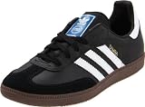 adidas Originals Samba Leather Sneaker (Little Kid/Big Kid),Black/White/Gum,5.5 M US Big Kid