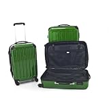 3 Valises rigide &agrave; roulettes 4 roues vert m&eacute;tallique Polycarbonate set Petite 57L, median 87L, Grande 130 L Hauptstadtkoffer