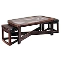 Evanna Coffee Table with a Pair of Ottomans and Round End Tables