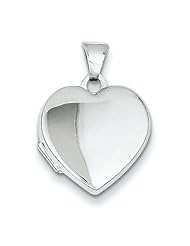 14k White Gold Polished Heart-Shaped Locket