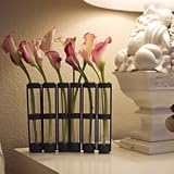 Six Glass Vase Flower Decoration On A Stylish Collectible Metal Stand