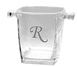 Culver Inc., Monogram R Square Base Glass Cooler / Ice Bucket