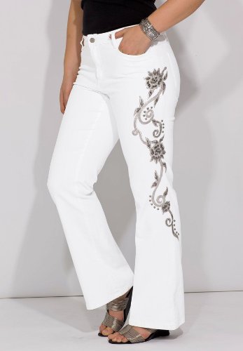 Roamans Plus Size Frosted Floral Embroidered Jeans by Denim 24/7 Roamans Plus Size Frosted Floral Embroidered Jeans by Denim 24/7
