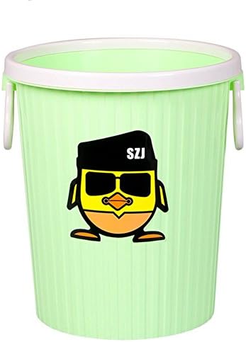 Creative Trash Can Wastebasket Paper Basket kitchen Trash Can Plastic Dustbin (Large:L:10.6"*W:10.6"*H:12.2", Green)