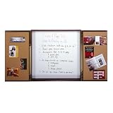 Ghent C244D Enclosed Conference Cabinet, With Melamine Markerboard and Cork Bulletin Boards, Walnut