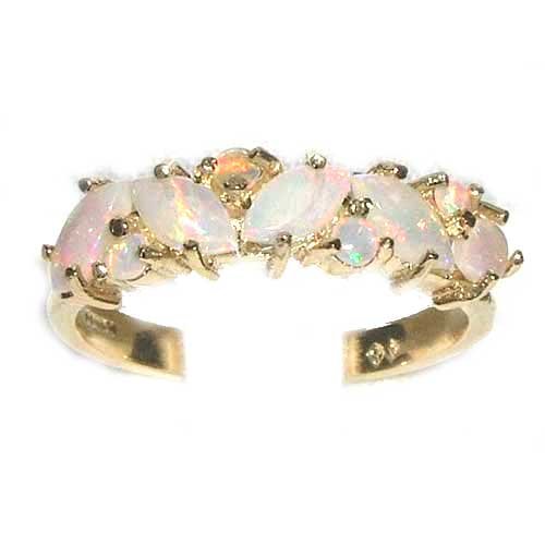 9K Yellow Gold Ladies Colorful Fiery Opal Anniversary Eternity Ring - Finger Sizes 5 to 12 Available