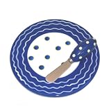 Cheese Dish with Spreader - Blue/White