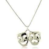 Sterling Silver Drama Comedy Theater Mask Charm Pendant
