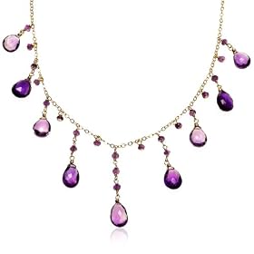 14k Yellow Gold Amethyst Necklace, 16 by