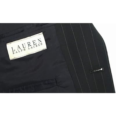 Ralph Lauren Mens Single Breasted 2 Button Black Pinstripe Wool Suit - Size 54XL