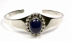 STERLING SILVER BANGLE BRACELET with Lapis
