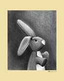 Oopsy daisy Charcoal Bunny Canvas Stretched Art by Margot Curran, 11 by 14-Inches,Yellow Border