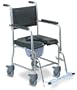 MedMobile Commode / Shower Wheelchair With Heavy Duty Stainless Steel Frame, Detachable Footrests, Padded Armrests, Locking Rear Castors and PU Commode Seat