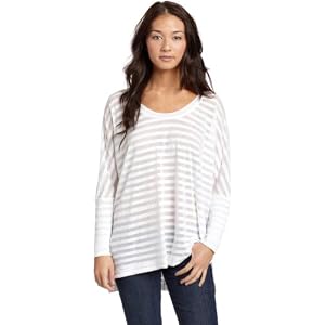 BCBGMAXAZRIA Ladies Burnout 3 4 Sleeve Top