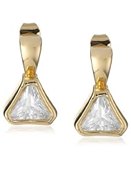 Roman Luxe Gold-Tone Crystal Triangle Drop Earrings