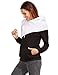 ROMWE Women's Fashion Color Block Pockets Fleece Hooded Sweatshirt