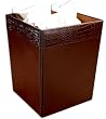 Brown Crocodile Embossed Leather Waste Basket