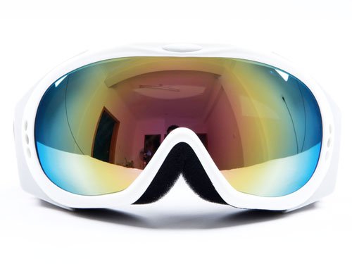 White Dual Lens Snowboarding Ski Racing Goggles