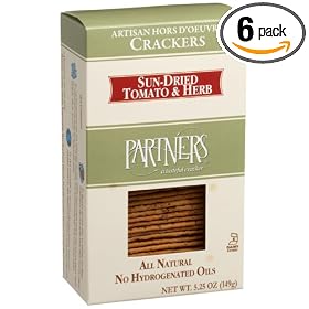 Partners Artisan Hors D'oeuvre Crackers Sun Dried Tomato & Herb, 5.6-Ounce Boxes (Pack of 6)