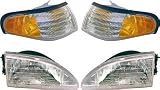 HEADLIGHT Right + Left RH+LH (Passenger+Driver) for FORD Mustang excludes Cobra (1994-1998), Lamp Assembly, 1994 1995 1996 1997 1998 94 95 96 97 98