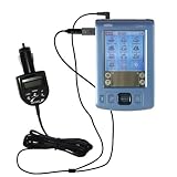 FM Transmitter with integrated Car Charger for the PalmOne palm Zire 31 - uses Gomadic TipExchange Technology