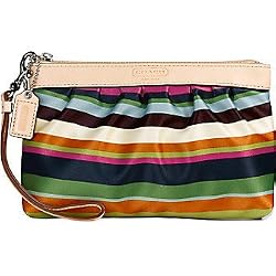 Coach Legacy Stripe Leah Medium Wristlet Cosmetic Case Bag 42360