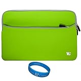 Green Neoprene Sleeve Carrying Case for Toshiba Thrive 10.1-inch Tablet + SumacLife TM Wisdom Courage Wristband