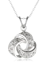 Sterling Silver Diamond Love-Knot Pendant Necklace (1/4 cttw), 18"