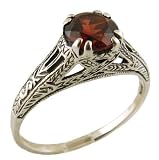 Vintage Style Sterling Silver Filigree .85ct Garnet Ring (sz 8)