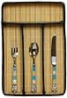 Split Bamboo Cutlery Basket with Leatherette Trim 14 3/4" x 10" x 2 3/4"