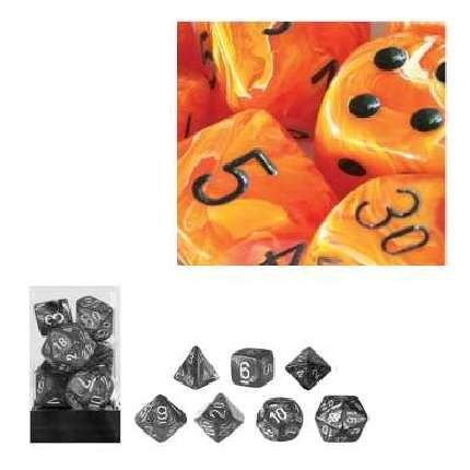Childrens Toyshop  Spielwaren : Chessex 27433 - Würfelset Vortex orange/schwarz, 7 verschiedene Würfel