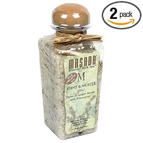 Masada Mineral Herb Spa Whole Salts, Joint and Muscle, Thyme and Juniper Berries with Wintergreen, 2 lb (907 g) (Pack of 2) by Masada