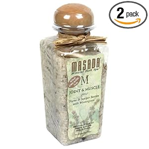 Masada Mineral Herb Spa Whole Salts, Joint and Muscle, Thyme and Juniper Berries with Wintergreen, 2 lb (907 g) (Pack of 2) by Masada