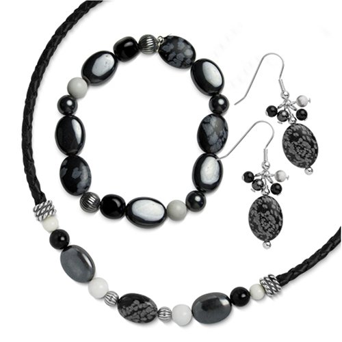 411XAiCYYFL Black Beaded Three Piece Gift Set