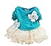 Baby Girls Dresses Long Sleeve Crochet Sweater Tops Lace Bowknot Tutu Clothing (12-18 Months, Blue)