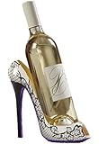 High Heel Shoe Wine Bottle Holder Stylish Black Design Holds One 750ml Wine Bottle - White Design Print - Ideas In Life TM