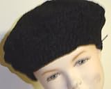 B306, Hand Crocheted Black Chenille Beret for Size 4-6 Years Only